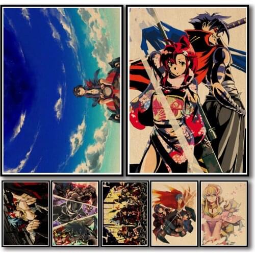 42 Designs Anime Tengen Toppa Gurren-Lagann Kraftpaper Poster Artwork Fancy Wall Sticker for Coffee House Bar