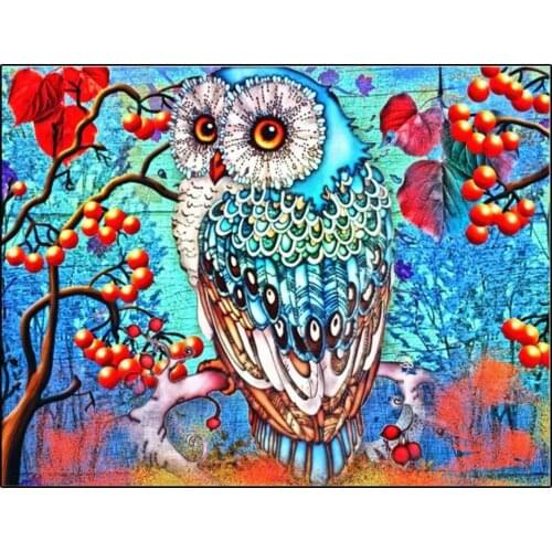5D DIY Diamond Painting Owl Flower Fruit Full Round Diamond Embroidery Cross Stitch Animal bird Mosaic Diamond Handmade N1469