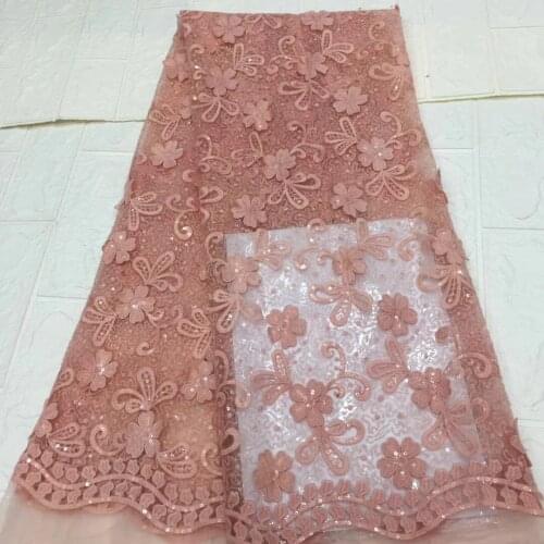 African lace fabric 2021 high quality lace lace embroidery French Nigerian sequined tulle sewing garment fabric D4402