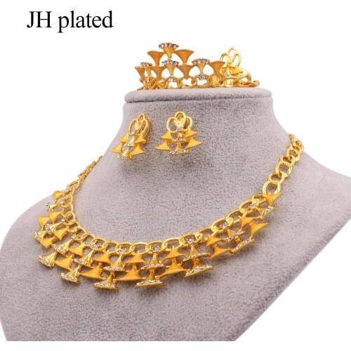 African jewelry sets for women gold co collares necklace earrings bracelet ring Dubai Indian bridal wedding jewellery set gifts