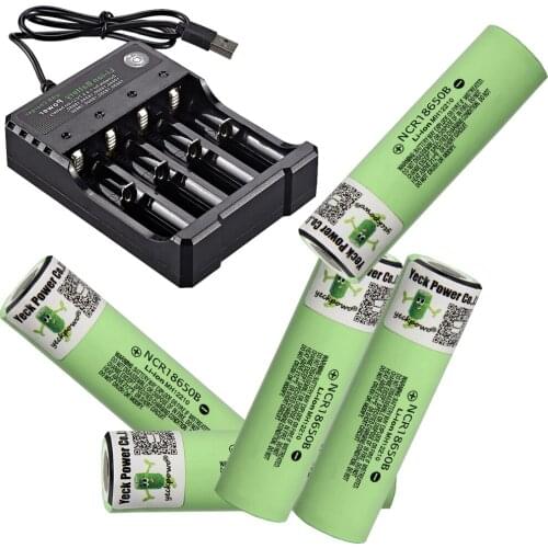 YECKPOWO 18650 battery li-ion ncr18650b rechargeable batteries ion 3400mah 3.7V akkumulator f li-ion battery 18650 charger