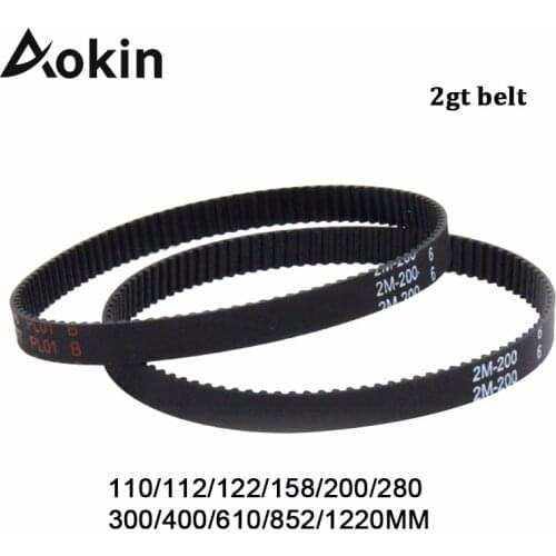 Aokin 2GT Belt 3D Printers Parts Closed Loop Timing Belts gt2 6mm 110 112 122 158 200 280 300 400 610 852mm Synchronous Belt