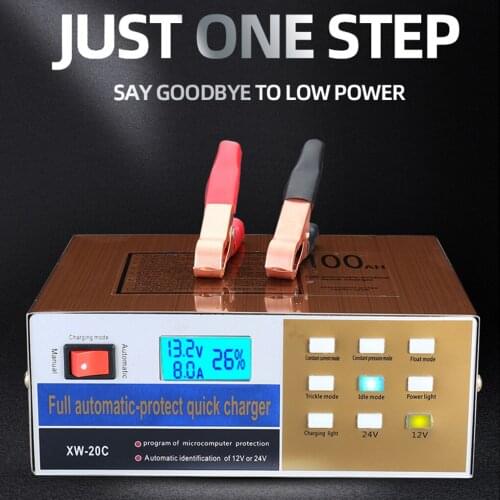 Car Battery Charger 12V 24V for E-bike Motorcycle Pulse Repair Universal 12V Battery Charger EU Plug