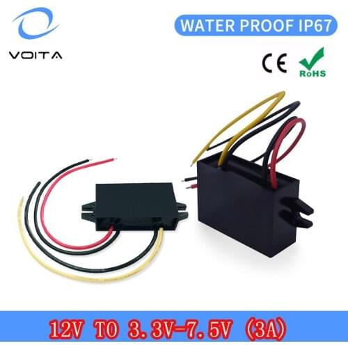 VOITA Plastic Shell DC 12V to 3.3V 3.7V 4.2V 6V 7.5V 3A DC Step Down Car Converter with CE