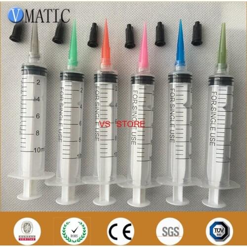 Free Shipping 6 Sets Glue Luer Lock Dispensing Syringe 10cc/10ml With Needles & Stopper