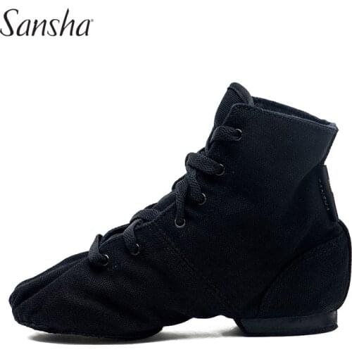 Sansha Unisex High Vamp Jazz Boot Durable Canvas Suede Split-sole Black/White/Red Women Men Girls Modern Jazz Dance Shoes JB3C