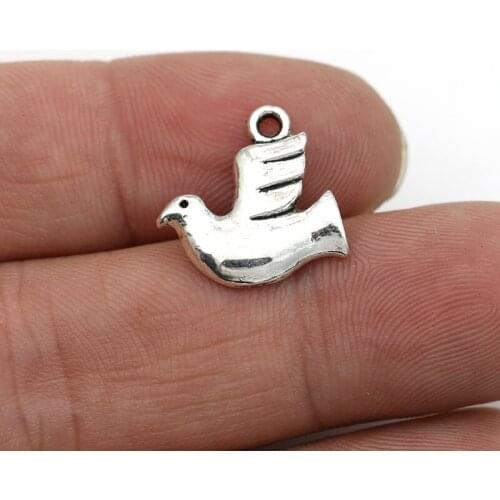 30pcs Dove pigeon Birds Charms Pendants for Jewelry Making Bracelet DIY Accessories 16x16mm