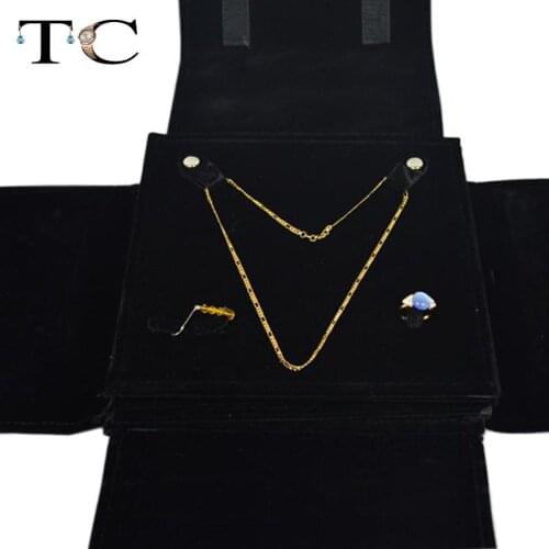 Diamond Wedding Jewelry Storage Case Black Velvet 5 layers Fine Jewelry Travel Roll Bag for Exhibitor, Jewelry Casket