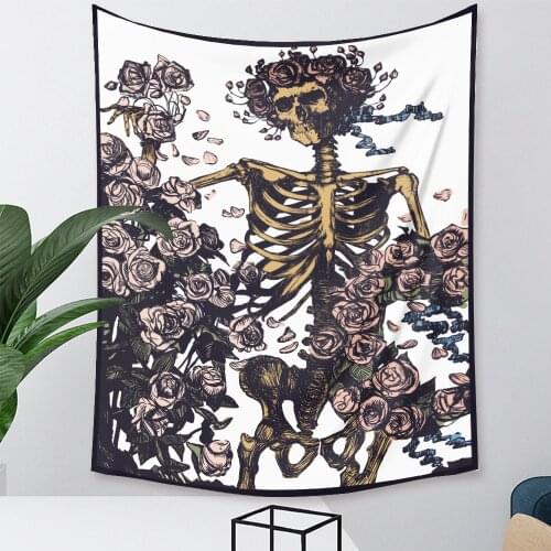 Skull Meditation Trippy Tapestry Wall Hanging Home Room Decor Carpet Boho Lil Cat Peep Astrology Hippie Witchcraft Tapiz Mandala