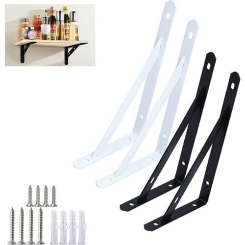 Black/White Metal Triangle Shelf Bracket Heavy Duty Right Angle Support Frame Wall Mounted Multifunctional Home Decor Hardware