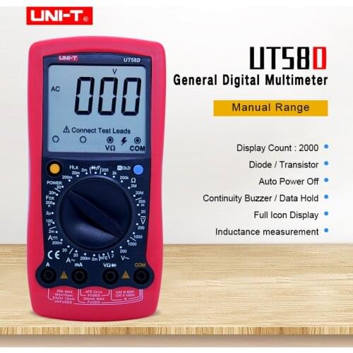 UNI-T UT58D Digital Multimeter DC AC voltmeter Ammeter Capacitance Resistance Inductance Tester Diode and continuity buzzer