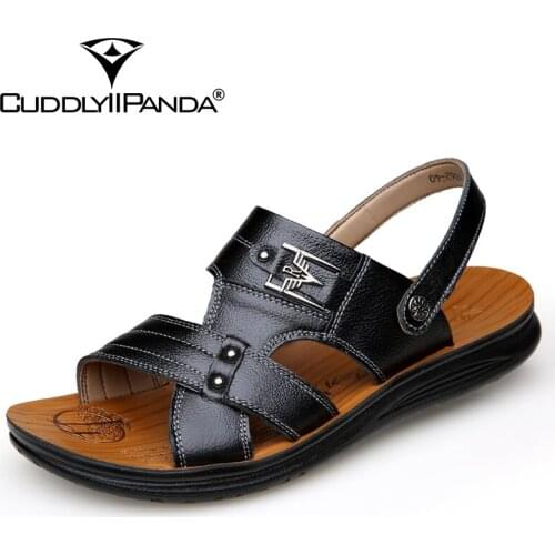 CuddlyIIPanda Men's Leather Sandals
