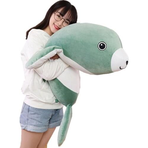 Fancytrader 47'' Giant Stuffed Seal Plush Toy Super Soft Big Plush Sea Dog Sleeping Hug Pillow Cushion Baby Bed 120cm 3 Colors