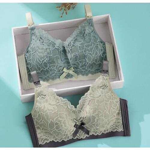 Ms lace bigger sizes thin section lactation underwear together without rims breast-feeding women bra cover during pregnancy