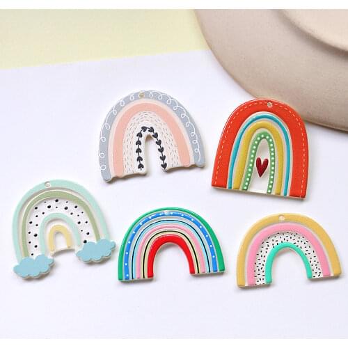INS Translucent Cartoon Rainbow Acrylic Fun Pendant diy Handmade Jewelry Earring Keychain Accessory Material