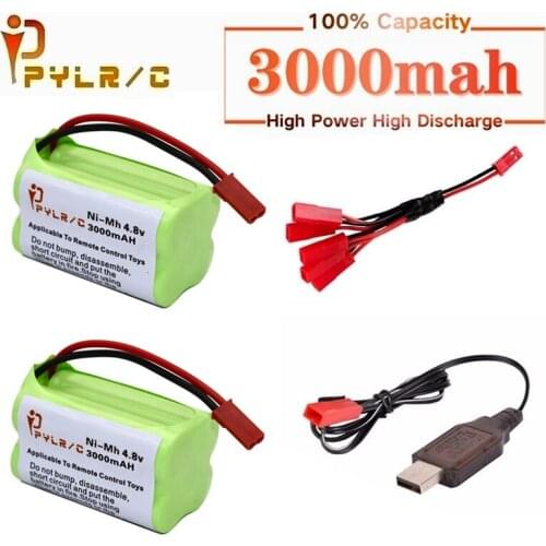 JST)4.8V 3000mah NiMH Battery And Charger For Rc toys Cars Tanks Robots Guns Boats 3000mah AA 4.8V Rechargeable Battery Pack