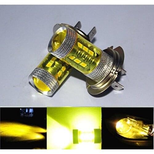 Lampadas led NEW 2x H7 4300K Yellow LED Fog Driving Light 2323 80W High Power DRL Bulb
