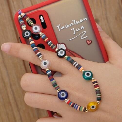 Mobile Phone Lanyard Cute Eye Bead Mobile Phone Pendant Chain Holder Fashion Jewelry