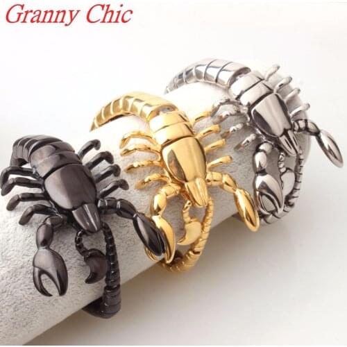 Granny Chic Fashion Men Charm Bracelets & Bangles New Jewelry Stainless Steel Scorpion Bracelet Pulseira Masculina Mens Bracelet