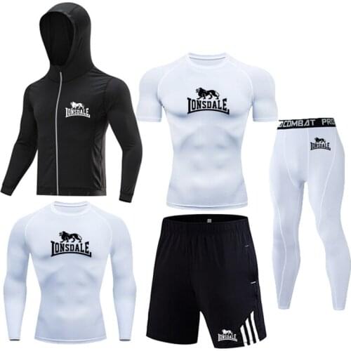 Mens Basketball Sportswear Mens Running Tight Suit Fast Drying T-Shirt Jogging Pants Breathable Sportswear Gym Clothes MMA