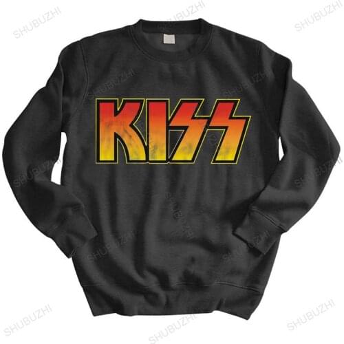 Homme cotton sweatshirt fashion Kiss Vintage Logo Shirt S-3XL Official hoodies Rock Black hoody new arrived men brand hoodie