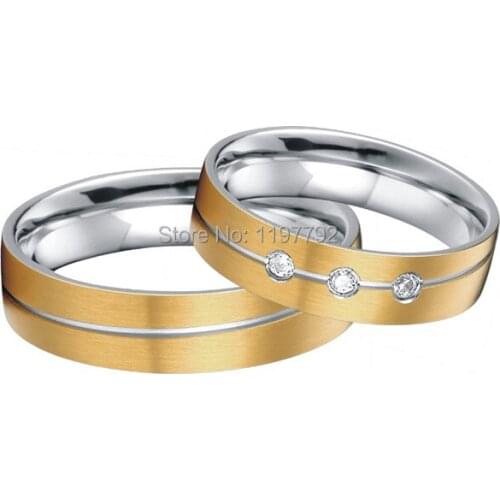 Gold color heath titanium engagement rings wedding bands anniversary gifts sets