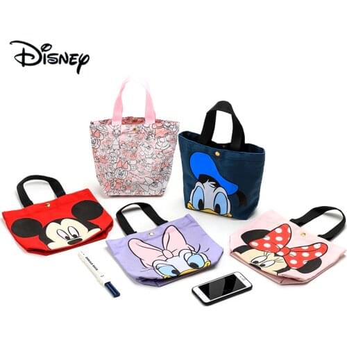 Genuine Disney Mickey Minnie Mouse Donald Duck and Daisy Fashion Trend Handbags Portable Canvas Bag Women Shoulder Bag Lunch Bag