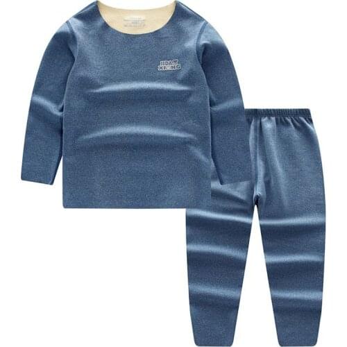Children pajamas Girls Boys Set 2021 Autumn Winter Thick Plush Traceless Thermal Underwear Suits 3-12y Kids Clothes Homewear