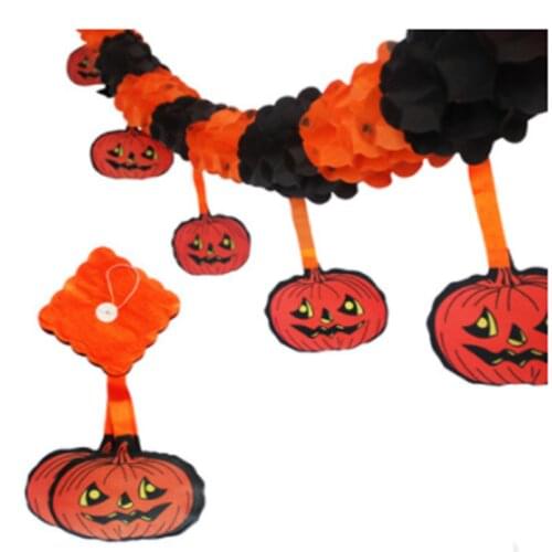 Halloween Holidays Hanging Pumkin Garland Decor Kids Fun Party Event Props Decoration Supplies Halloween Background Decoration