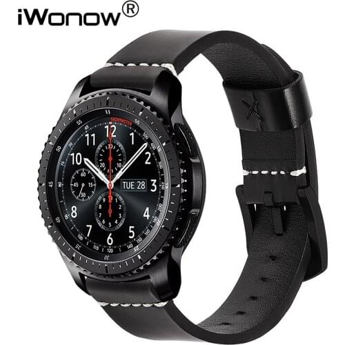 Genuine Oily Leather Watchband Handmade for Samsung Gear S3 Classic Frontier R760 R770 Gear 2 Neo Live Watch Band Wrist Strap