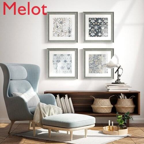 Retro So Easy So Beauty Fresh Flower Entrance Painting Nordic Blue Mural Wall Painting wall art vintage room decor