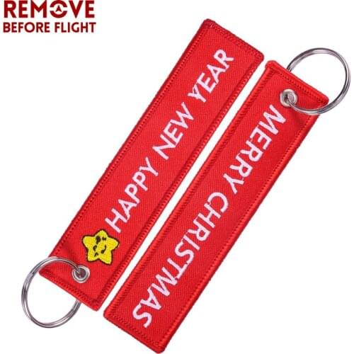 Christmas Gift Keychain Red Key Tag Fashion Car Keychains Motorcycles Key Chains Key Holder Happy New Year Chaveiro 20 PCS/LOT