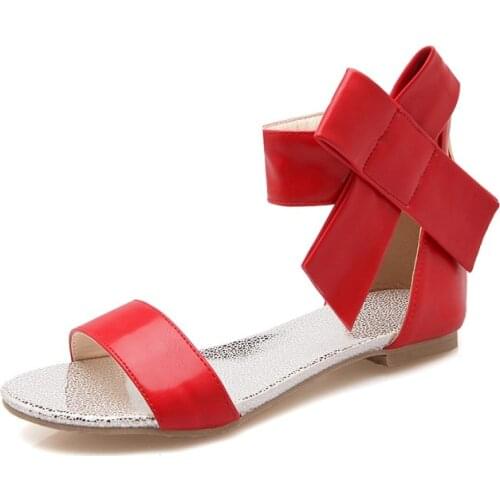 Big Size 11 12 13 14 15 16 17 18 19 summer flat sandals ladies women shoes woman Open-toed Butterfly Tie Back Zipper Pack