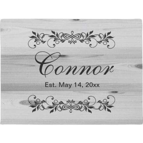 Family Surname Faux Gray Wood Doormat Home Decoration Entry Non-slip Door Mat Rubber Washable Floor Home Rug Carpet