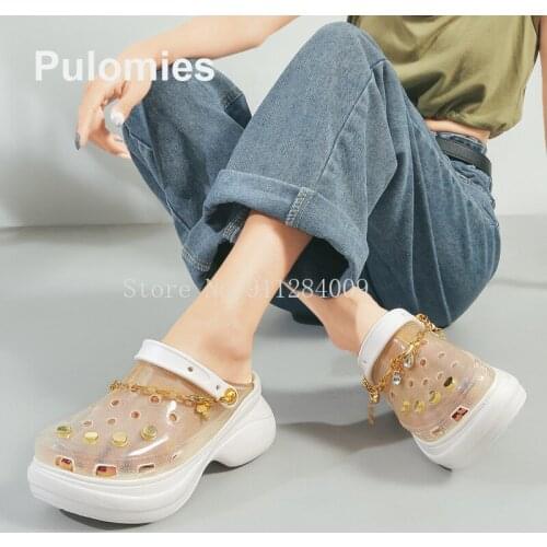 Summer Women Clogs Quick Dry Wedge Garden Shoes Beach Sandals Antiskid Home Slippers Thick Sole Transparent Flip Flops for Women