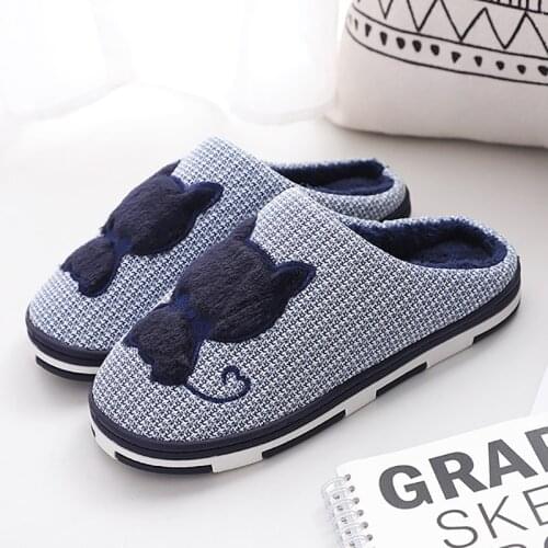 Indoor Plush Platform Slippers For Women Cute Cartoon Cat Pattern Furry Slides Lady Winter Floor Slides NonSlip Bedroom Shoes