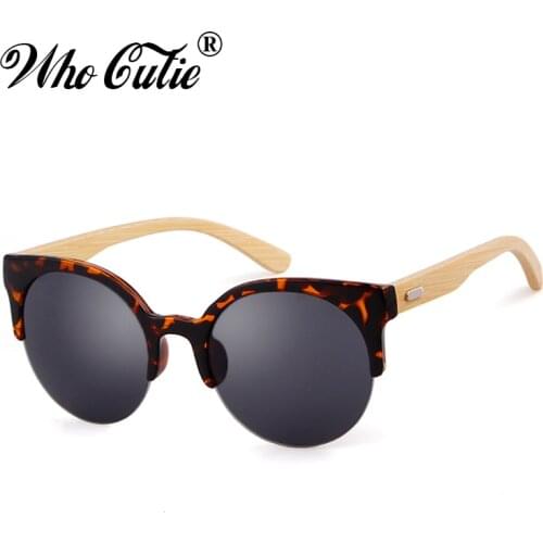 WHO CUTIE Bamboo Sunglasses Men Women 2019 Brand Designer Retro Vintage Handmade Wooden Square Frame Sun Glasses Shades OM820