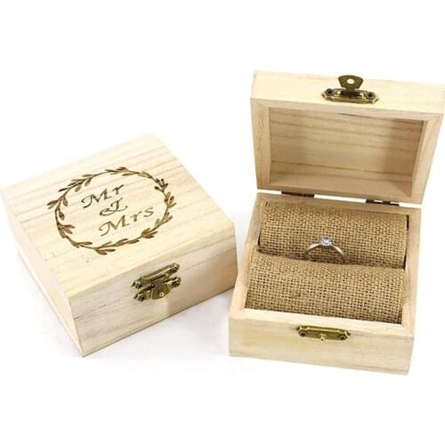 Wedding Supplies Fashion Rustic Wedding Wood Romantic Ring Box Holder Mr Mrs Letter Wedding Ring Bearer Box Jewelry Case