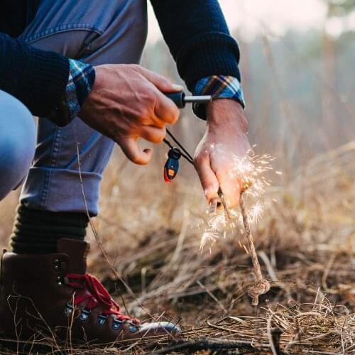 Fire Starter Jute Tinder Tube Waterproof Wax Wick Accessory with Aluminum Sleeve for Outdoor Camping Hiking Trekking 6pcs