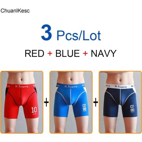 3Pcs Mens Boxer Pants 95% Cotton Wear-Resistant Leg Long Leg Shorts Fitness Breathable Track And Field Sports Underpants