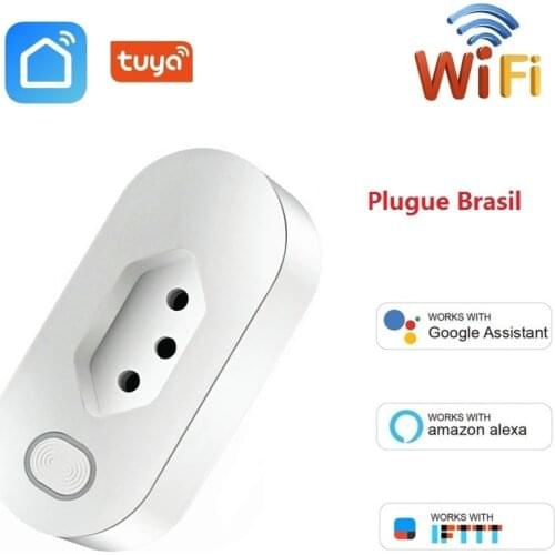 Tuya 16A Brazil Standard Smart Plug with Power Monitor, Smart Life APP WiFi BR Smart Socket Works for Google Home, Alexa