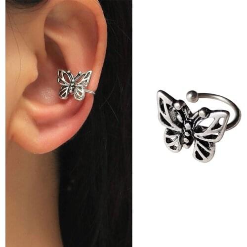 Retro Temperament Butterfly Earrings Punk Style Ear Clip Ear Bone Clip Female Jewelry Gift