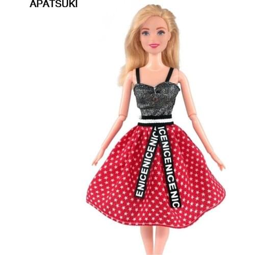 Red Star Silver Fashion Doll Dress For Barbie Doll Clothes Evening Dresses Clothes For Barbie Dolls Outfits Accessories 1/6 Toys