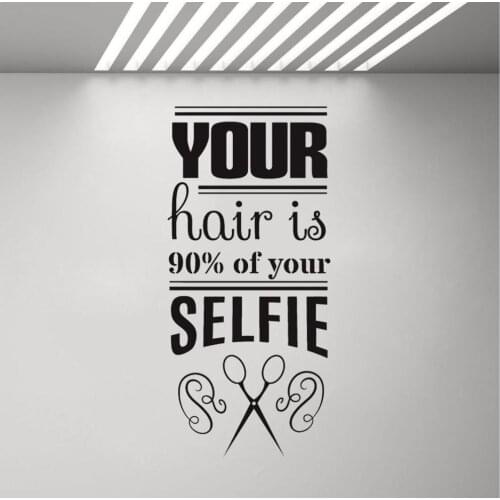 Vinyl Wall Decal Funny Hair Salon Quote Barbershop Stylist Stickers Removable Window Decals Scissors Bedroom Wall Sticker H943