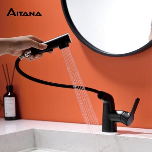 Pull out basin faucet Rose Gold Chrome Plated hot and cold mixed bathroom faucet