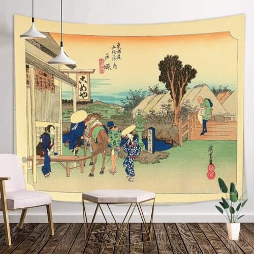 Japanese Street Scenery Ukiyo-e Picture Tapestry Art Wall Hanging Interior Decoration