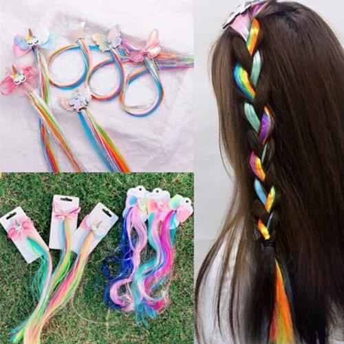 Girls Cute Colorful Wig Cartoon Unicorn Hair Clips Sweet Princess Hair Ornament Headband Hairpins Kids Fashion Hair Accessories