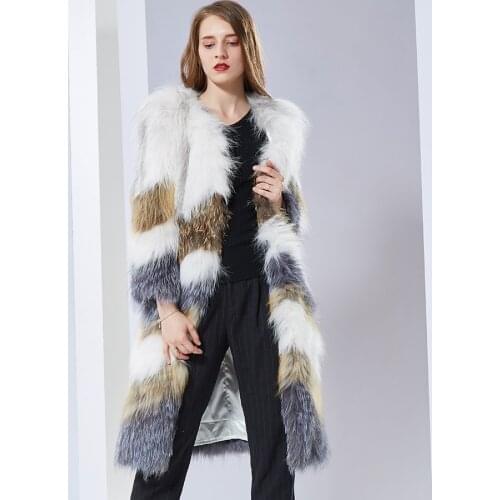 Women Natural Silver Fox Fur Coat Luxurious Soft Knitted Jacket Winter Warm Outwear Top Selling