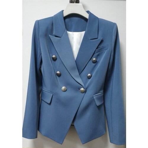 2018 Runway Classic Blazer Double Breasted Front Lapel Collar Long Sleeves High Street Bloggers Coat Slim Waist