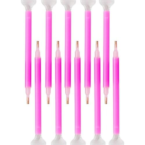 10Pcs/set Round Diamond Embroidery Rhinestone Mosaic Paint Pen Diamond Painting Stitch Pencil Pen Tray Plate Tool For Squre